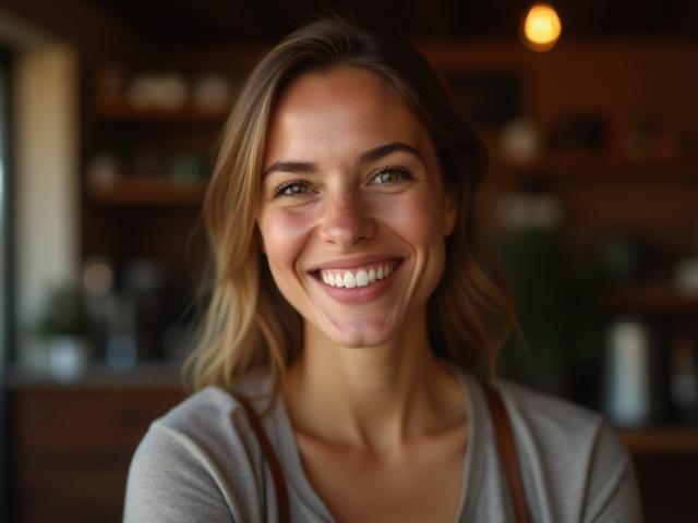 Alpenblick Cafe founder smiling