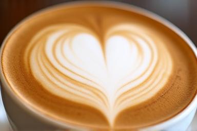 Close up of a beautiful heart design in latte art