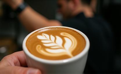 Barista pouring latte art